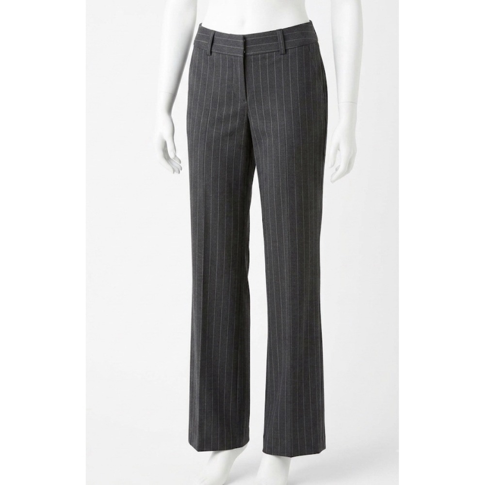 Karen Kane Charcoal Pinstripe Wide Leg Pants 6 Office Siren Corporate Core